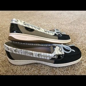 Sperry  8 1/2 NEW Angelfish     Black/SilverZebra